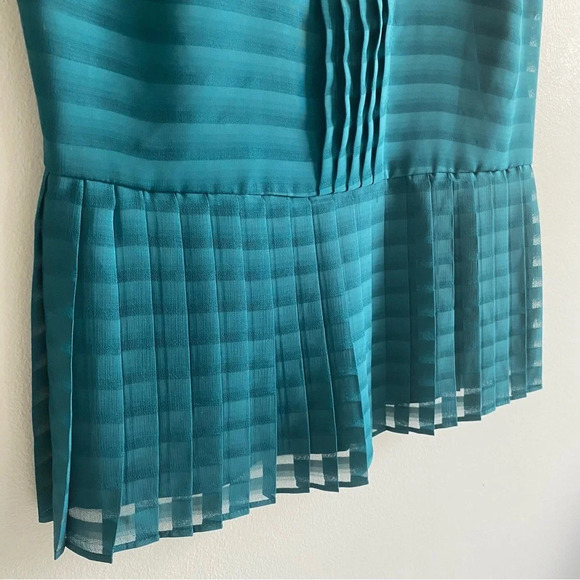 BANANA  Republic Teal Pleated Peplum Tank Top Size 6 - Picture 11 of 13